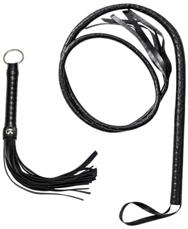 QhgPnt 2-Piece Black Whip Set, Lasso, Black Riding Crop, Long and Short Costume Whips, Lasso Rope Cowboy Accessories and Prop for Halloween, Cosplay, and Themed Role-Play