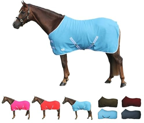 netproshop Basic Pferde Abschwitzdecke mit Kreuzbegurtung Fleece Qualität Gr. 105-155, Groesse:125, Farbe:Hellblau