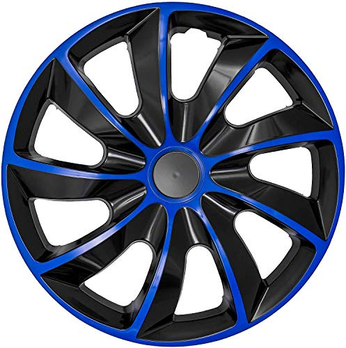NRM Quad Radzierblende 15 4 x Universal Radkappen Auto KFZ Fahrzeug 4er Set (Blau/Schwarz, 15)