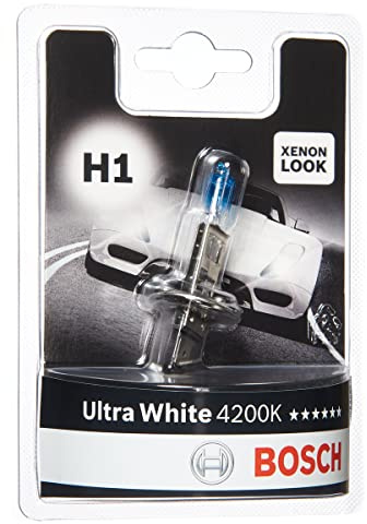 Bosch H1 Ampoule de Phare Halogène Ultra Blanc, 12 V 55 W, Look LED Blanc Moderne - Culot P14,5s - 1 Ampoule de Remplacement pour Voiture