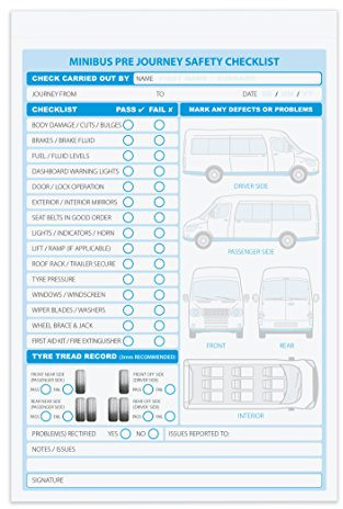 A5 Minibus defect/Check List Book, 2 Part, Duplicate, 50 Sets per Book