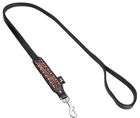 MICHUR Joris Hundehalsband Leder, Lederhalsband Hund, Halsband, Leder, Schwarz Braun mit Rundnieten und Steinchen,in verschiedenen Größen erhältlich