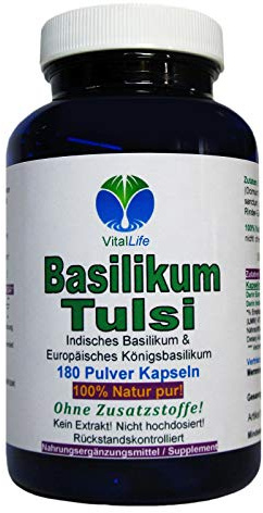 Basilikum Tulsi 180 Pulver Kapseln NATUR PUR NICHT hochdosiert KEIN EXTRAKT OHNE ZUSATZSTOFFE OHNE FÜLLSTOFFE. 26417