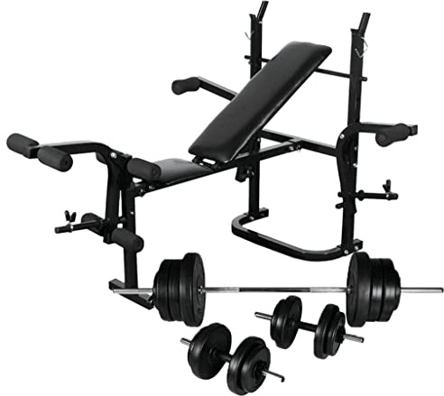 vidaXL Banco Soporte Barras Mancuernas 60,5 kg Musculación Pesas Entrenamiento