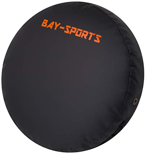 Bay RUND No. 33 Coachinh Mitt 33 x 33 x 12 cm schwarz/orange Leder PU Schlagpolster, Schlagkissen, Pratze Pratzen Bodyshield Kickboxen Thaiboxen Muay Thai