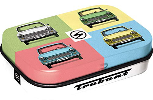 Nostalgic-Art Retro Pillendose, Trabant – Pop Art | mit Pfefferminz-Dragees, Vintage Design, Souvenir & Geschenk-Idee