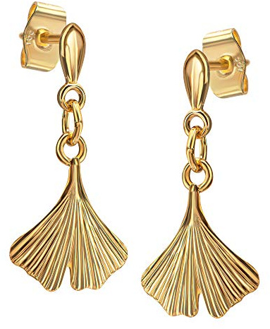 Ohrhänger Ginkgo Gold Ohrringe Gold Gelbgold Ohrstecker Gold für Damen