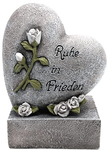 Anosta Herz auf Sockel - Grabdekoration, Grabschmuck (grau - Rose)