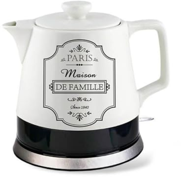 Maestro MR-072 Bouilloire électrique en céramique, 1,2 l, Base à 360 °, arrêt Automatique, 220-240 V, 50 Hz, 1200 W, Blanc