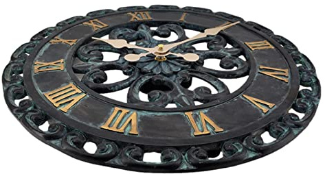 Bexdug Außenuhr - Outdoor-Wanduhren für die Terrasse - 13,58 Zoll runde Wanduhren für Wohnzimmerdekoration, leicht ablesbare Wanduhr, wasserdichte Gartenpool-Vintage-Dekoration