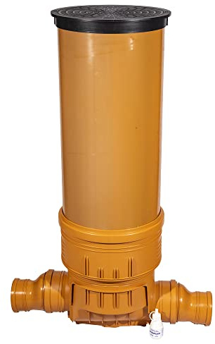 Kontrollschacht Revisionsschacht DN 400 mit Rückstauklappe 2 x Ø125 mm Abwasserschacht Komplett Set - Schachtboden + Rohr + Deckel + Gleitmittel