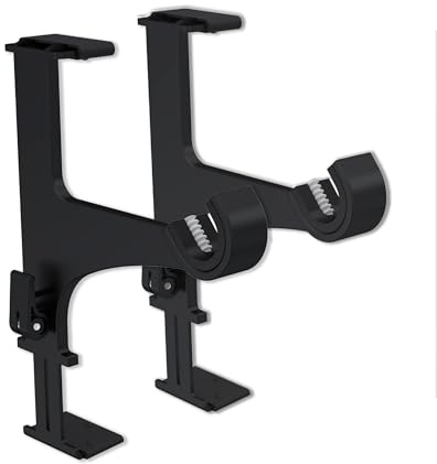 Pack de 2 Supports de Tringle à Rideaux sans Perçage ni Collage - Fixation Coffre de Volet Roulant Hauteur 14 à 24cm - pour Tringle à Rideaux D20-28mm - Colori Noir Mat - Nouvelle Génération