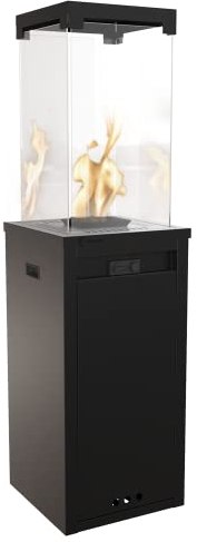 KRATKI Patio Light Negro, Calefactor de Exterior a Gas, Estufa de Gas propano butano para Exterior, Braserro Portátil con Ruedas, Chimenea de Jardin (8,2 kW), Sin Humo e Inodoro, No Necesita Chimenea