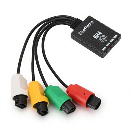 Sxhlseller N64 Wireless Controller Adapter, 4 Player for PS5 Switch Pro | Multiplayer Bluetooth Adapter, N64 Gaming Accessory, Low Latency, Firmware Updateable, LED Indicators
