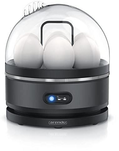 arendo – Cuiseur à œufs avec Fonction Maintien au Chaud INOX, 1 à 7 œufs, Dur, Mollet ou à la Coque, Indicateur Lumineux, Verre doseur avec Perce-œufs, Base Anti-dérapante, Egg Cooker 400 W, sans BPA