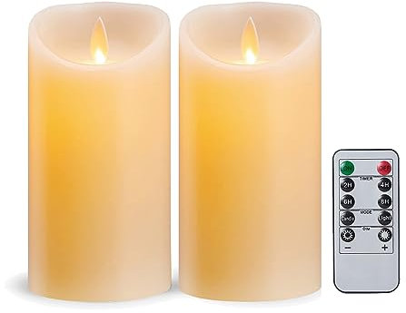 Koelaa 2 Stück LED Kerzen, Batteriebetrieben Kerzen, Flackernde Flammenlose Kerzen, Realistische LED-Kerzen mit Fernbedienung und Timer, für Party Zimmer Halloween Weihnachtsdekoration-7.5 * 10cm