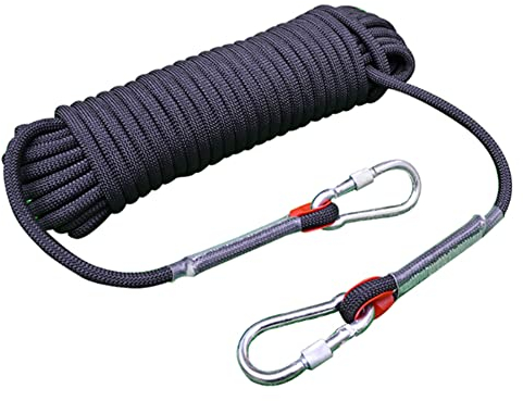 LQSSA Statisches Kletterseil Mit Einem Durchmesser Von 12 Mm, Hochfestes Seil 10-100 M, Sicherheitsseil Für Die Flucht/Black/12Mm 80M