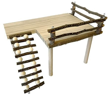 Cachpib Holzhamster Kletterplattform Holzständer Regal für Hamster Golden Bear Hamster Klettern Spielzeug Holz Hamster Aktivität Plattform mit Leiter Hamster Käfig Zubehör (Horizontales Klettern)