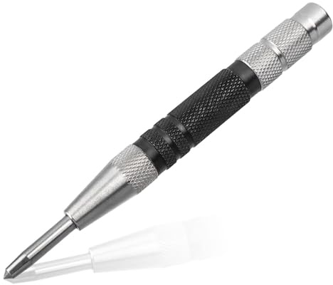 Gasea 155mm Automatic Center Punch, Heavy Duty Spring Loaded Hole Punch Tool with Adjustable Tension, One-Handed Center Punch for Metal, Wood, Glass & Emergency Use