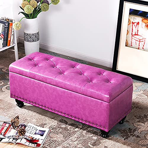 GArcan Aufbewahrungshocker aus Kunstleder, Sitzbank aus Pu-Leder mit Stauraum, Moderne Fußhocker für Zuhause, Schlafzimmer, Wohnzimmer, Multifunktionsbänke, 80 x 40 x 45 cm (31 x 16 x 18 Zoll)