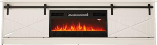 Cama RTV GRANERO meuble de cheminée 200x56.7x35 Blanc/Blanc brillant