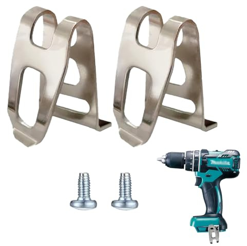 2 clips para cinturón compatibles con ventilador inalámbrico Makita, gancho de cinturón de acero inoxidable, gancho de repuesto para herramientas eléctricas, multiuso (2 colores de acero + 2