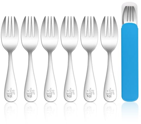 Homikit Lot de 7 fourchettes pour enfant en acier inoxydable