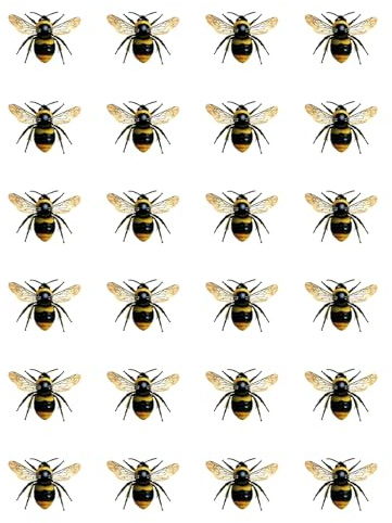 24 x Real Bumblebee Edible Wafer or Icing Cupcake Toppers Party Celebration Cake Decorations Perfect For Brownies Cookies Muffins & More! (Edible Wafer Card)