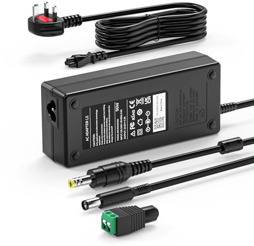 24V 4A 96W Power Supply for LED Strip Light, LED Drivers, Cameras, CCTV Security System, 3D Printers, LCD Monitors, Radio, Routers, UK plug, Wall Charger, and More Power Supply Cable Adapter