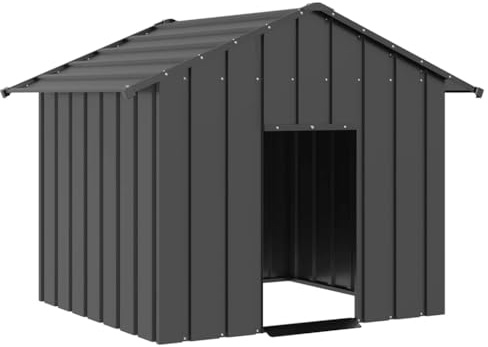 vidaXL Hundkoja med tak 131x101x102 cm galvaniserat stål, hundhus, hund koja, utomhuskennel, hund hus, hund kojor, utomhuskennlar
