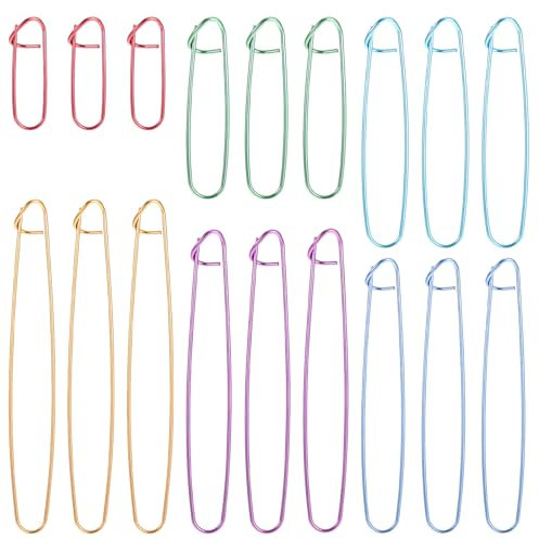 Molain 18 Stück Stricken Maschenhalter Set, Maschenhalter zum Stricken, 6 Größen Stichhalter Strickzubehör Aluminium Maschenhalter für Decken Schals Steppdecken Heimwerker Andere Strickprojekte