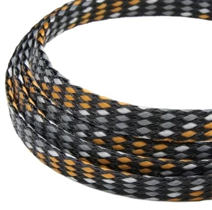 WEKONUMEX Cable Tidy Sleeve, 1/5/20/50M Erweiterte Geflechthülle PP-Baumwollgarn 4 8 12mm Weichdrahtwicklung Isolierter Kabelschutz Leitungsbaum Kabelmantel(Orange White Grey,8MM-1 Meter)
