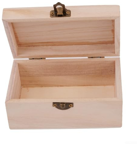 JoyousMall Unlackierte Boxen mit Scharnierdeckeln, dekorative quadratische Aufbewahrungsboxen aus Holz für Schmuck, Schmuckstücke und Bastelkunst (M)