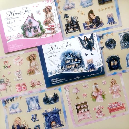 280Pcs/36 Blätter Scrapbooking Stickers, Vintage Charakter ästhetische Scrapbook Stickers Dekorative für Album, Kalender, Journaling,Journal Zubehör (Manor House Travel 1)