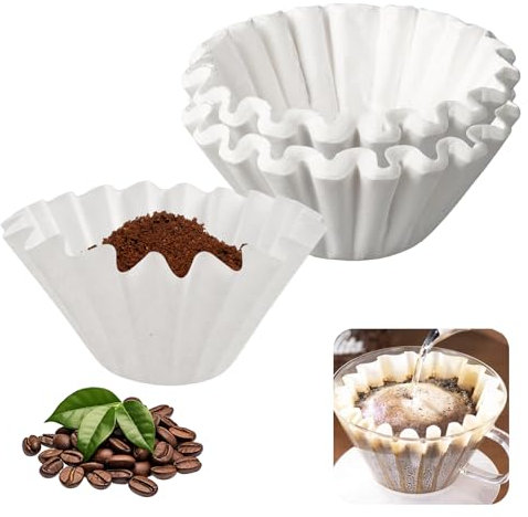 100 Pezzi Carta da Filtro a Cestello per Caffè, 110/250 mm Filtri Caffe Americano per 8-12 Tazze Di Caffè, Ondulato Carta Filtro per Caffè per L'Uso a Casa, In Campeggio e In Ufficio (Bianco)