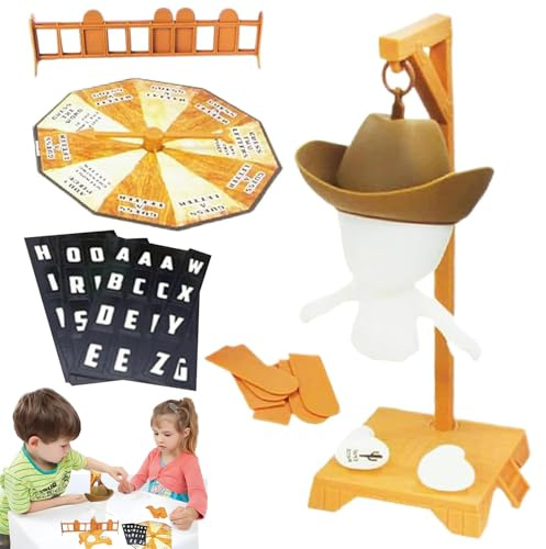 Jeu De Devinettes Magnétiques,Magnetic Hangman Mystery World Game,Magnetic Hangings Board Game, Magnetic Cowboy Idéal pour Les Enfants Et Les Familles,Jeu De Voyage Amusant-A