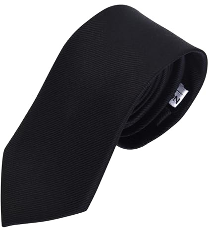 No Cold Feet Mens Silk Tie, Skinny 3-Inch Slim Necktie for Wedding, Birthday, Anniversary, Graduation, Gifts for Him, Solid Black