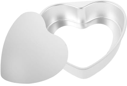 Ciieeo Teglia Forma di Cuore in Lega di Alluminio per Dolci Fondo Removibile Superficie Liscia per DIY Baking Creativa e Romantica