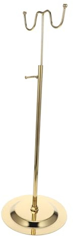 FUNNETOYU Expositor Ajustable de Bolsos Metálico Doble Cabezal, Soporte Colgante de Metal Resistente, Color Titanio, para Tienda y Hogar, Soporte de Exhibición Vertical Multifuncional