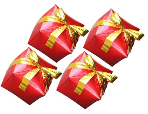 BESPORTBLE 4 Piezas Caja de Globos de Aluminio para Fiestas Cubo Decorativo con Lazo para Navidad Bodas y Celebraciones Decoración Interior y Exterior Color