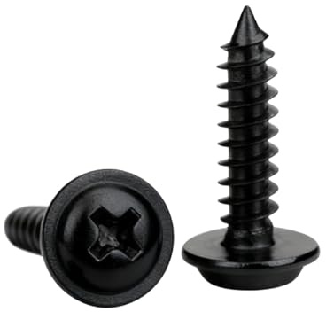 QANCEN 20 Stück Blechschrauben M4.2x50mm Selbstschneidende Schrauben Kohlenstoffstahl,Flachkopf mit Scheibe Kreuzschlitz,Schwarz Selbstschneidend Tellerkopfschrauben Holzschrauben