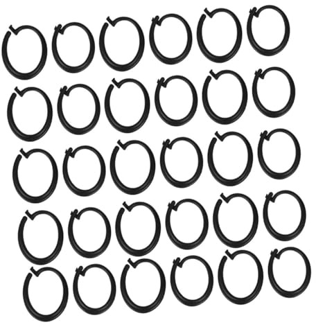 Mipcase 60 Piezas Anillos para Cortinas de Plástico Negro Resistentes para Cortinas Romanas y Toldos Exteriores Pack de Clips Duraderos para Pérgolas y Cenadores