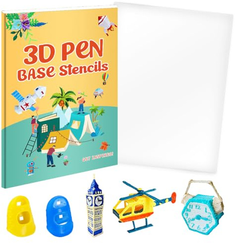 3D-Druck-Zeichenbuch, Mal Graffiti Vorlage für 3D-Stift, 65 Mustern, Inklusive Transparenten Zeichenplatten und 2 Fingerkappen, Spielerisches Lernen und Kreatives Basteln, Wiederverwendbare