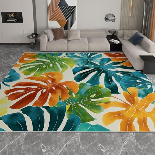 Generico Tappeto Camera Da Letto Tropicale Pianta Monstera Deliziosa Foglie, Soggiorno Tappeti Antiscivolo Lavabile Pelo Corto, 120 X 170 Cm Multicolore Per Bambini Adulti Adolescenti Ragazzi Ragazze