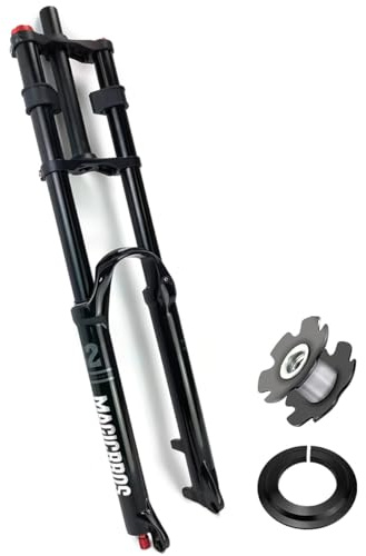 KANGXYSQ DH Fourche À Suspension VTT 26 27,5 29 Pouces Triple Tree Fourches Avant for Vélo Déplacement 160 Mm Frein À Disque Fourche Air Down Hill 1-1/8 Droite Rebond Réglable QR(Schwarz,29in)