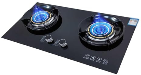 Cuisinière À Gaz 2 Feux, Cuisinière À Gaz Encastrable 5,2 KW, Plaque De Cuisson De Comptoir, Allumage Automatique Avec Protection Anti-extinction(LPG)