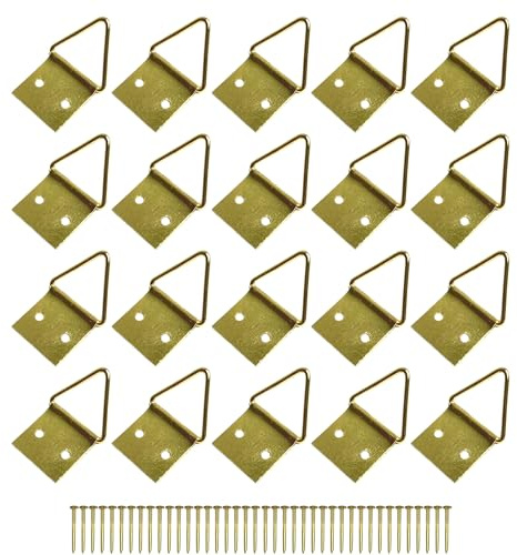 cyclingcolors 20x Gancio ganci in ottone per quadro con chiodi, fissaggio cornice parete sospensione foto decorazione murale, 24 mm