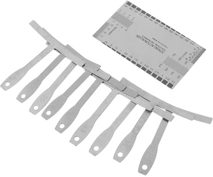 SAFIGLE Juego de 10 Piezas de Medidores de Radio y Regla Calibradora de Acción para Cuerdas de Guitarra, Herramienta Profesional de Hierro y Plástico para Luthiers, Accesorios de Medición