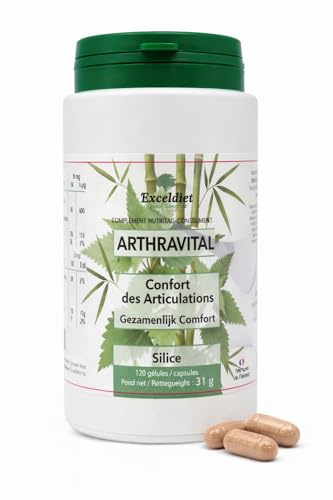 ARTHRAVITAL Exceldiet Pharma | Confort Articulaire & Mobilité | Extrait de Bambou (Silice Naturelle) & Ortie | 120 Gélules | Souplesse des Articulations & Capital Osseux | Fabriqué en France