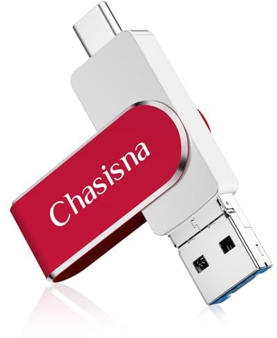 Chasisna Memoria Esterna iPhone128 GB con USB, i0S e connettore TypeC | Chiavetta per iPhone per Scaricare Foto e video da dispositivi Android OTG/PC/Tablet/iPad/iOS, senza bisogno di scaricare app